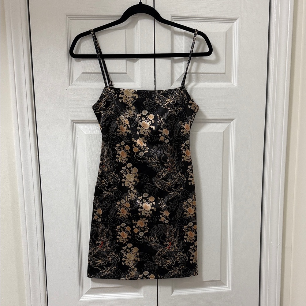 Urban Outfitters Black and Gold Floral Mini Dress